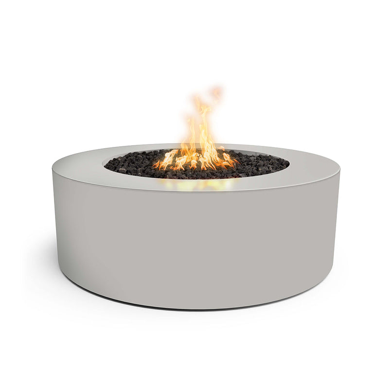 Unity Round 72" Fire Table, Powder Coated Metal | Outdoor Fire Pit-Pewter