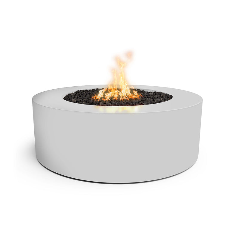 Unity Round 48" Fire Table, Powder Coated Metal, White | Outdoor Fire Pit