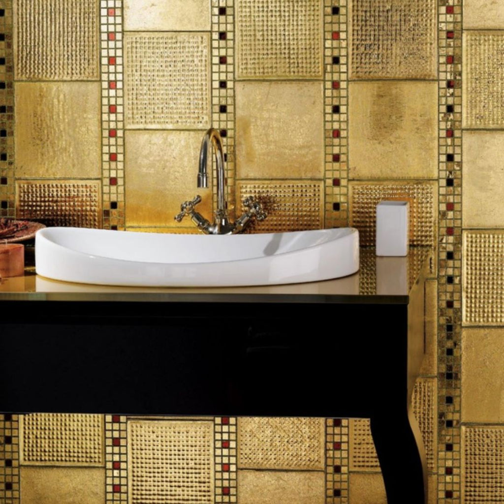 Gold, 5/8" x 5/8" Glass Tile | 24 Karat Gold Mosaic Tile by SICIS