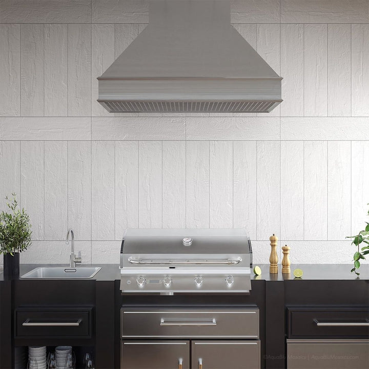 Saltstone Venetian Crystal White, 6" x 24" Porcelain Tile | Pool Tile