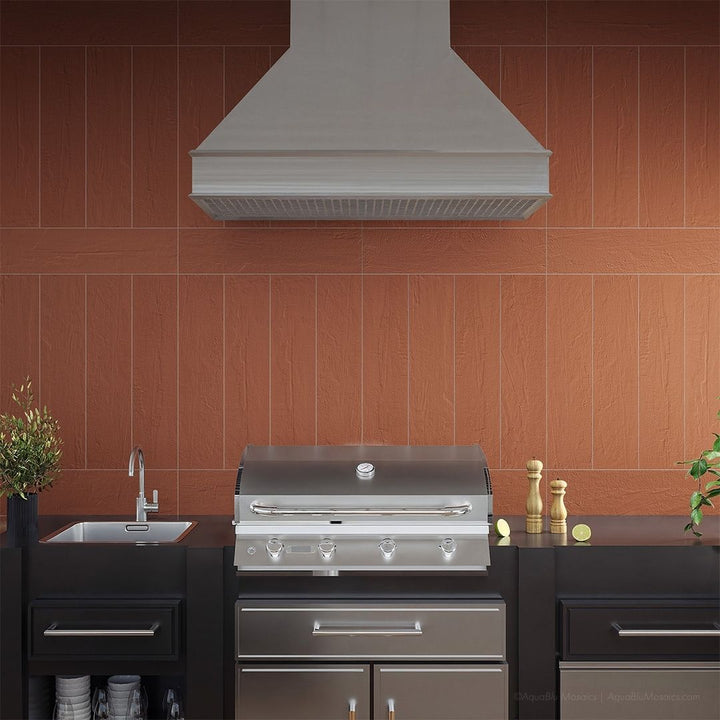 Saltstone Venetian Red, 6" x 24" Porcelain Tile | Pool Waterline Tile