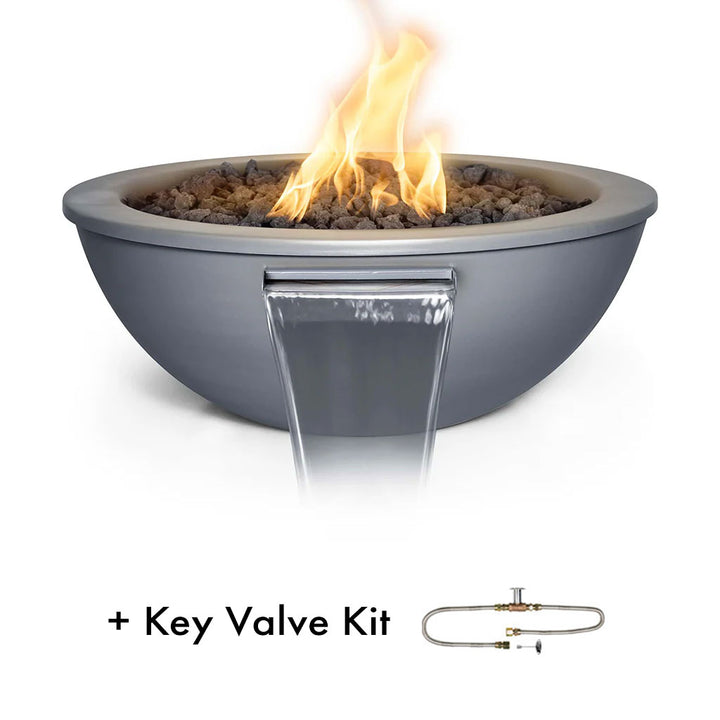 Sedona 27" Fire and Water Bowl, Powder Coated Metal | The Outdoor Plus-Gray with Key Valve Kit