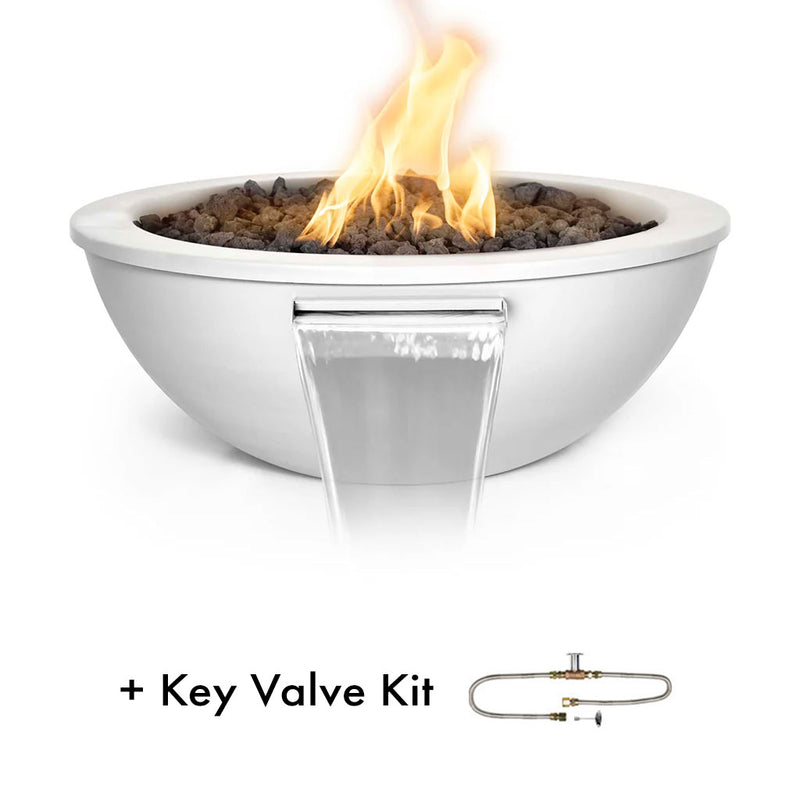 Sedona 27" Fire and Water Bowl, Powder Coated Metal | The Outdoor Plus-WHITE with Key Valve Kit