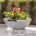 Sedona Round Planter & Water Bowl, Wood Grain GFRC Concrete - Water Feature