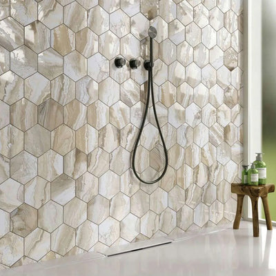 Selleny Beige, Hexagon Porcelain Tile | Kitchen, Spa, and Pool Tile