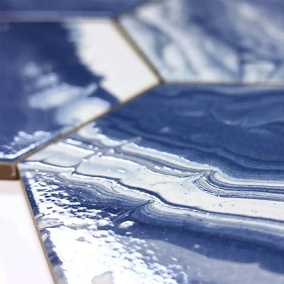 Selleny Ocean, Hexagon Porcelain Tile | Kitchen, Spa, and Pool Tile