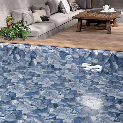 Selleny Ocean, Hexagon Porcelain Tile | Kitchen, Spa, and Pool Tile