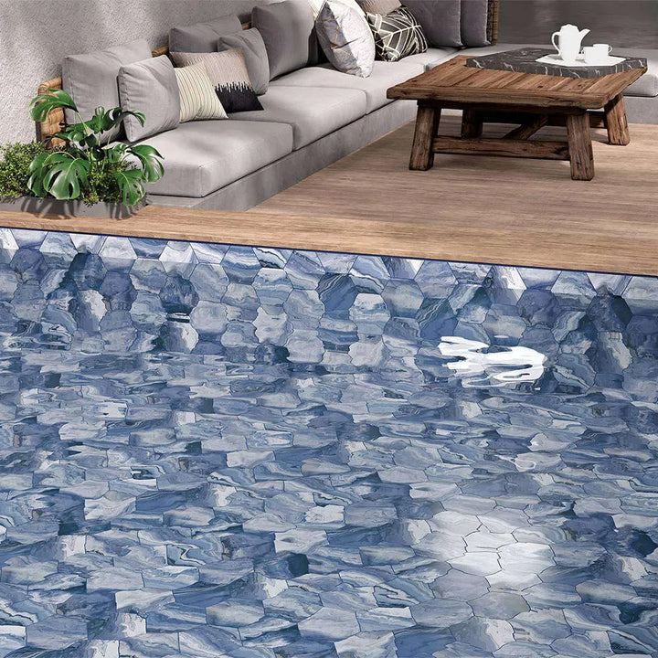 Selleny Ocean, Hexagon Porcelain Tile | Kitchen, Spa, and Pool Tile