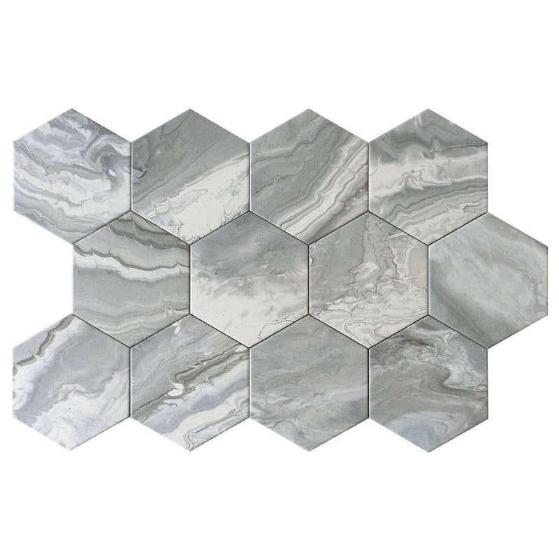 Selleny Gray, Hexagon Porcelain Tile | Kitchen, Spa, and Pool Tile