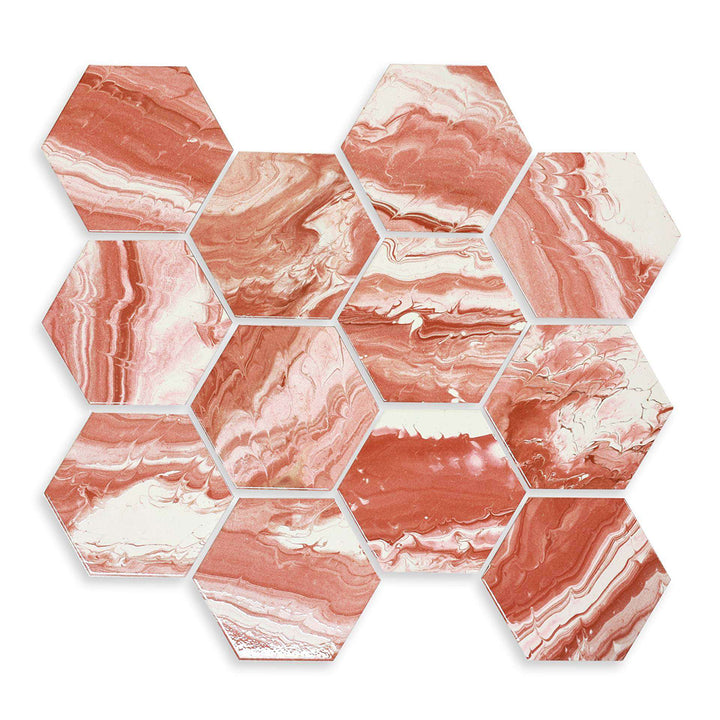 Selleny Salmon, Hexagon Porcelain Tile | Kitchen, Spa, and Pool Tile