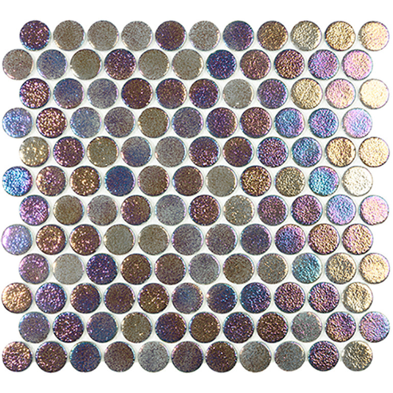 Shell Deep, Circle | Glass Penny Round Mosaic Tile by Vidrepur