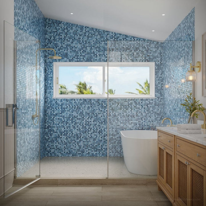 Arctic Blue, 1" x 1" Glass Mosaic Tile | SS82323B2 | Signature Series