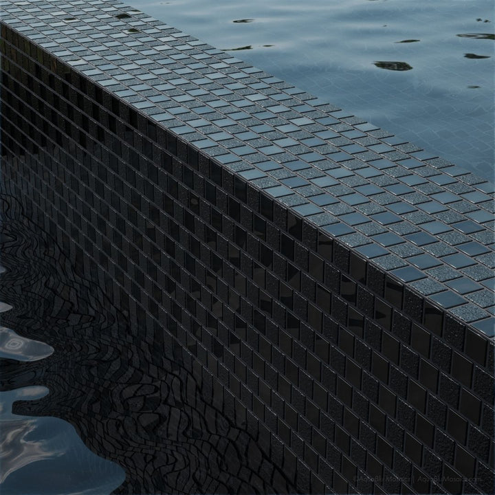 Black, 1" x 1" Glass Mosaic Tile | SS82323K1 | Signature Series Pool Tile by Artistry in Mosaics