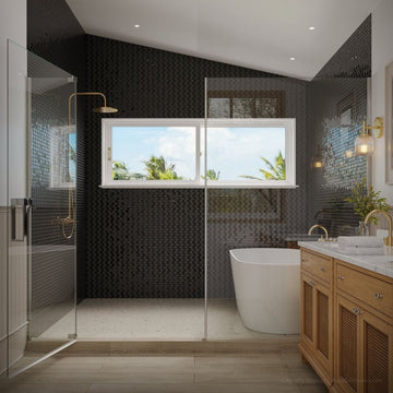 Black, 1" x 1" Glass Mosaic Tile | SS82323K1 | Signature Series Pool Tile by Artistry in Mosaics