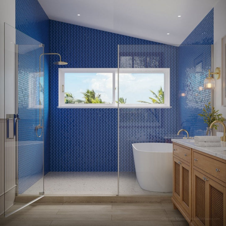 Blue, 1" x 1" Glass Mosaic Tile | SS82323B1 | Signature Series Pool Tile by Artistry in Mosaics