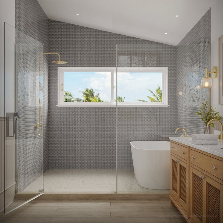 Gray, 1" x 1" Glass Mosaic Tile | SS82323K2 | Signature Series Pool Tile by Artistry in Mosaics