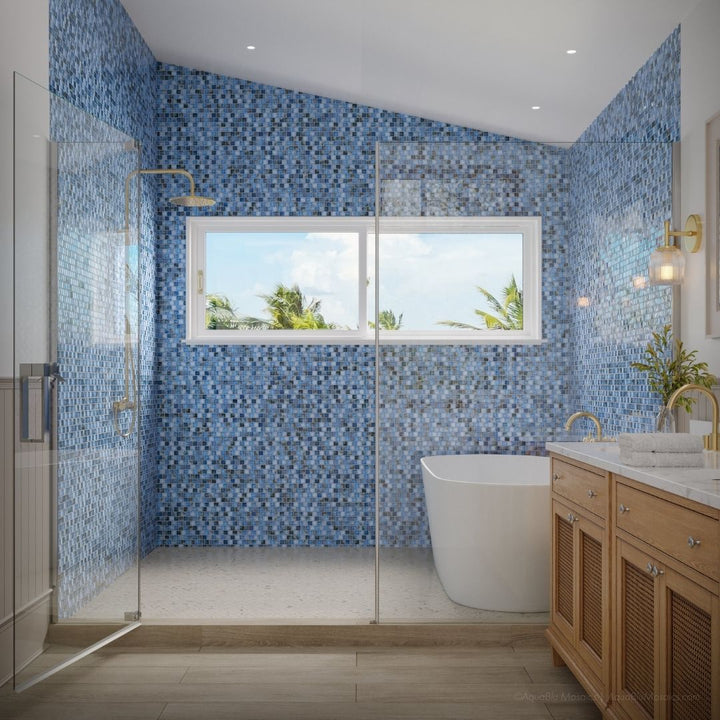 Shadow Blue, 1" x 1" Glass Mosaic Tile | SS82323B7 | Signature Series