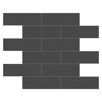 Soho Retro Black Matte Brick, 2" x 6" - Ceramic Tile for Kitchen Backsplashes