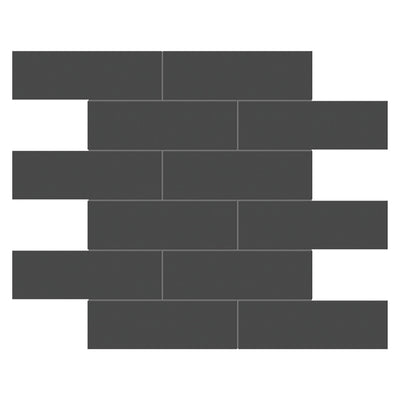 Soho Retro Black Matte Brick, 2" x 6" - Ceramic Tile for Kitchen Backsplashes