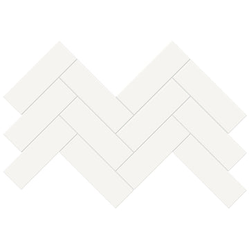 Soho Canvas White Glossy, 2" x 6" Herringbone Ceramic Tile