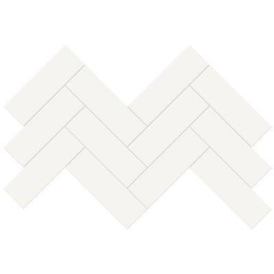 Soho Canvas White Glossy, 2" x 6" Herringbone Ceramic Tile