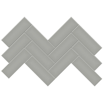 Soho Cement Chic Glossy, 2" x 6" Herringbone Ceramic Tile