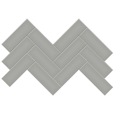 Soho Cement Chic Glossy, 2" x 6" Herringbone Ceramic Tile