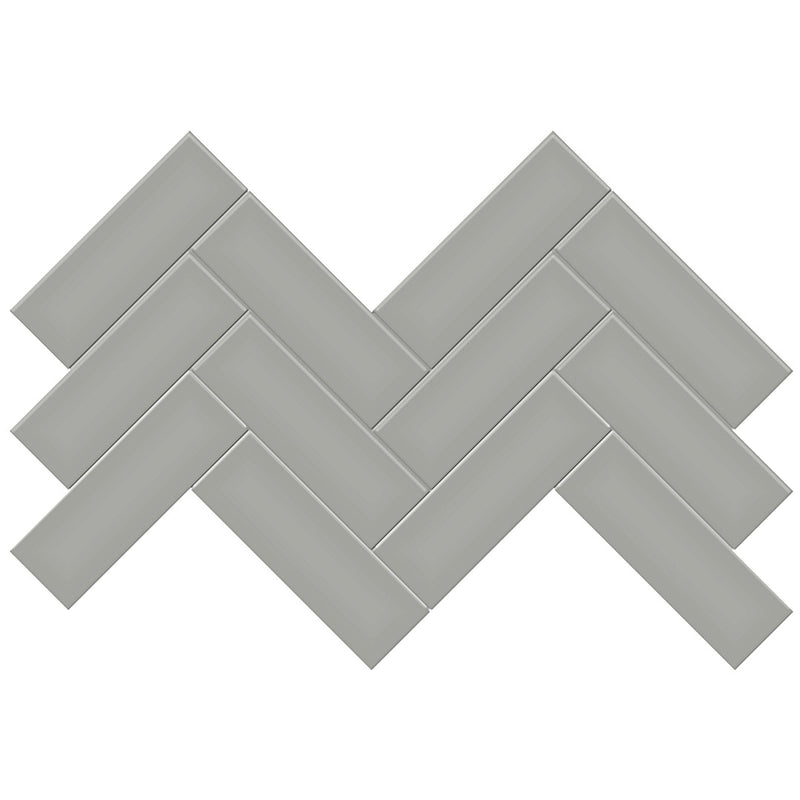 Soho Cement Chic Glossy, 2" x 6" Herringbone Ceramic Tile