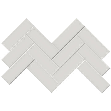 Soho Halo Grey Glossy, 2" x 6" Herringbone Ceramic Tile