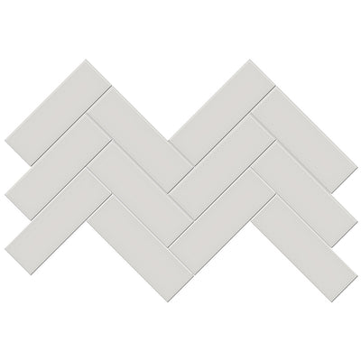 Soho Halo Grey Glossy, 2" x 6" Herringbone Ceramic Tile