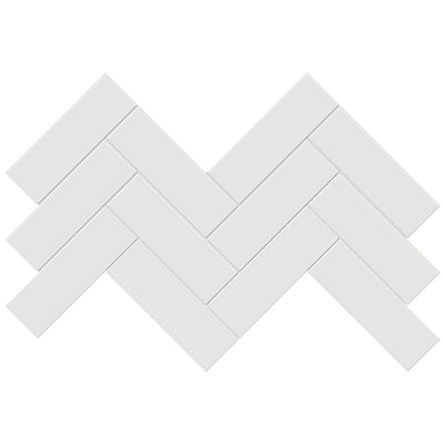Soho Vintage Grey Glossy, 2" x 6" Herringbone Ceramic Tile