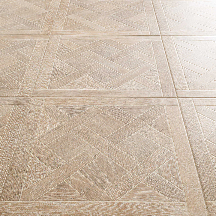 Wood-look porcelain flooring and backsplash tile by MSI