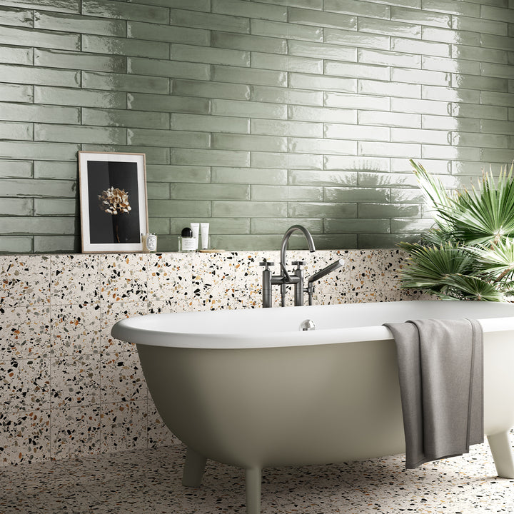 Studio Terrazzo Bianco, 8" x 8" Porcelain Tile | Terrazzo Pool Tile