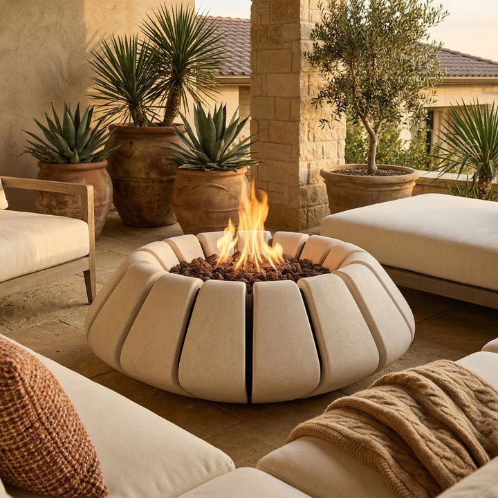 Sunflower Fire Table | Outdoor Gas Fire Pit by Prism Hardscapes