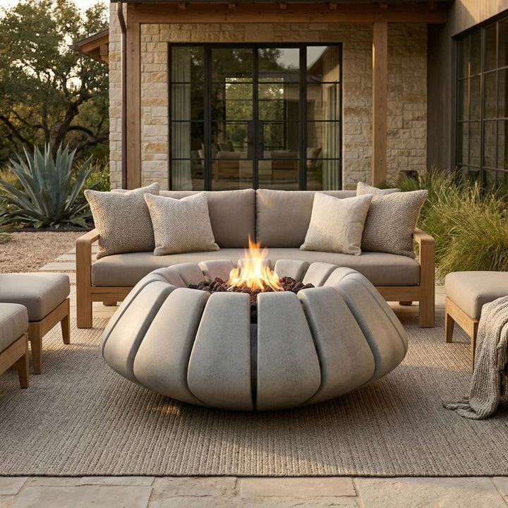 Sunflower Fire Table | Outdoor Gas Fire Pit by Prism Hardscapes
