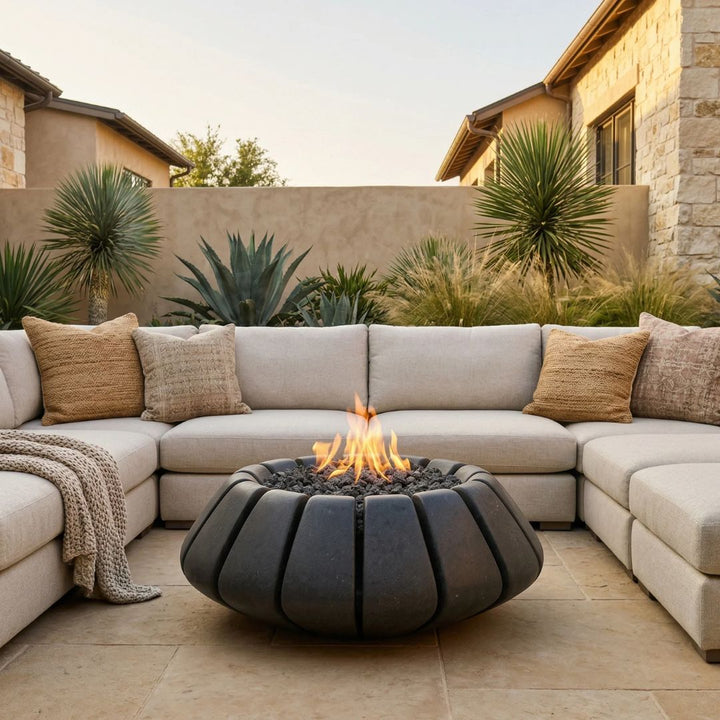 Sunflower Fire Table | Outdoor Gas Fire Pit by Prism Hardscapes