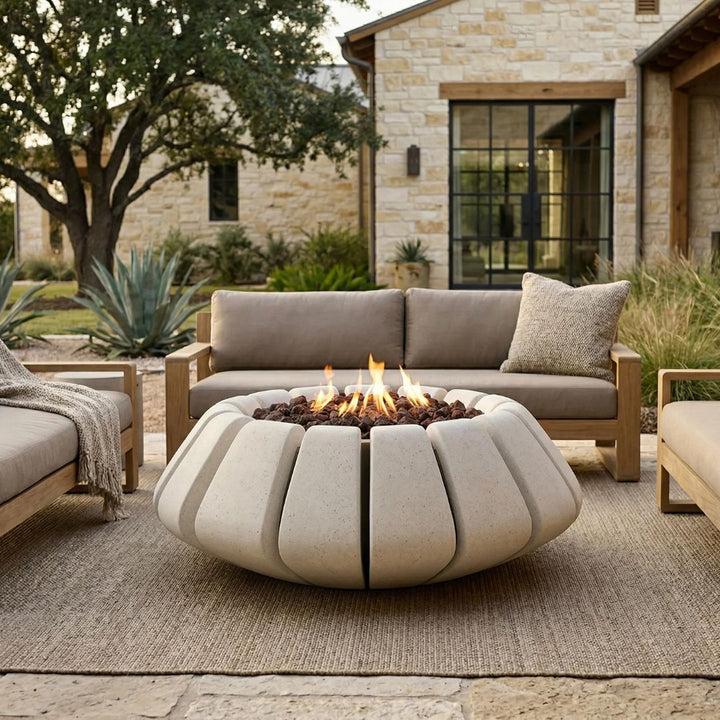 Sunflower Fire Table | Outdoor Gas Fire Pit by Prism Hardscapes