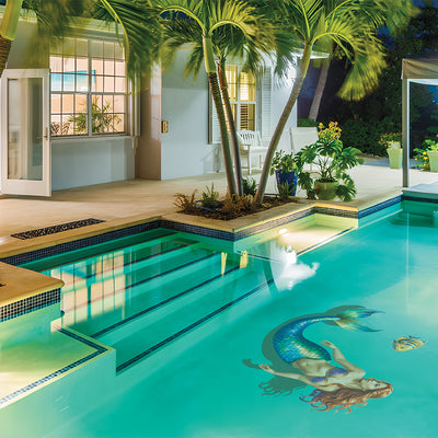 Swimming Mermaid w/ Shadow | Pool Mosaic by Custom Mosaics