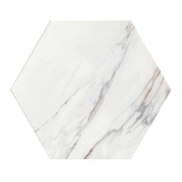 Thassos Gold Satin, Hexagon Porcelain Tile | Tesoro Floor & Wall Tile