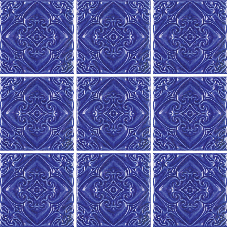Atlantico Blue Cobalto, 6" x 6" Deco - Porcelain Pool Tile