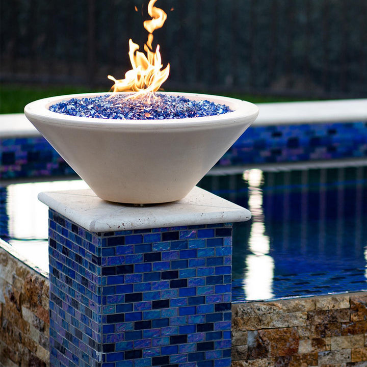 24" Cazo Fire Bowl | GFRC Concrete Fire Feature by TOP