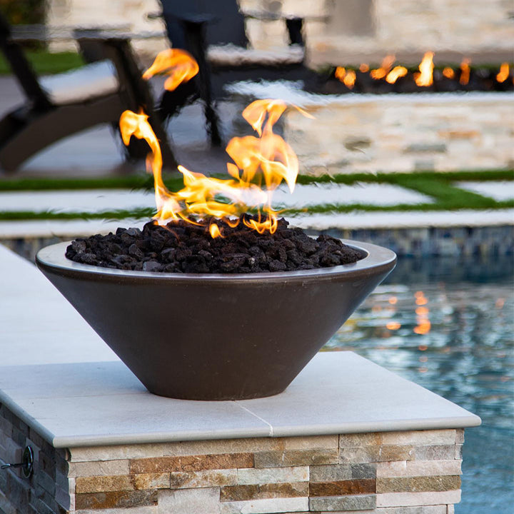 24" Cazo Fire Bowl | GFRC Concrete Fire Feature by TOP