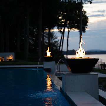 Maya Linear Fire and Water Bowl, Hammered Copper | The Outdoor Plus