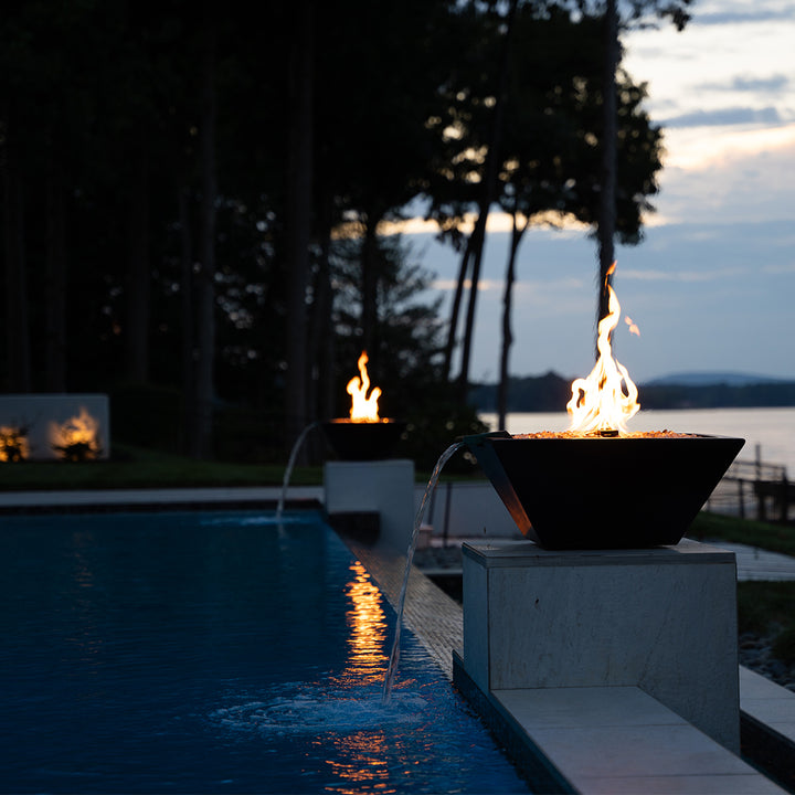Maya Linear Fire and Water Bowl, Hammered Copper | The Outdoor Plus