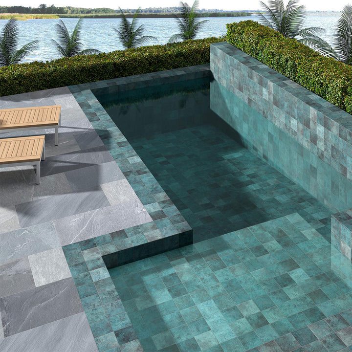 Tahiti Turquoise Slip Resistant, 6" x 6" Porcelain Tile | Pool Tile