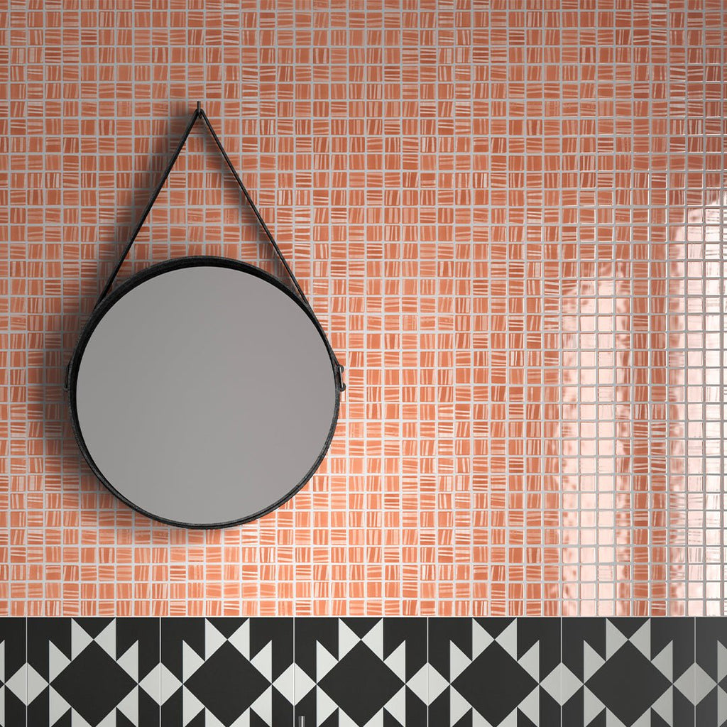 Tender Coral, 1" x 1" Glass Tile | Mosaic Pool Tile by Vidrepur 