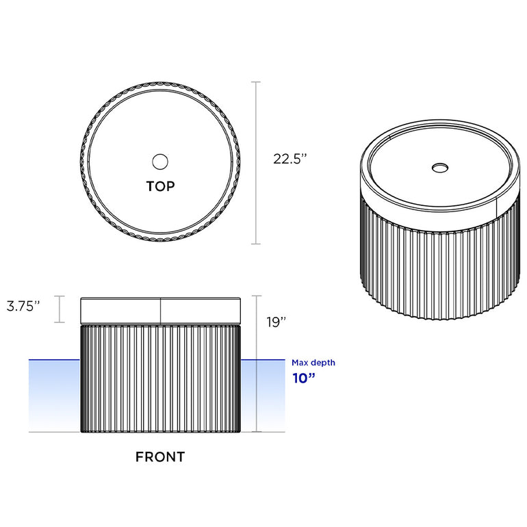 Ripple Wide Table with Umbrella Hole | In Pool & Patio Side Table