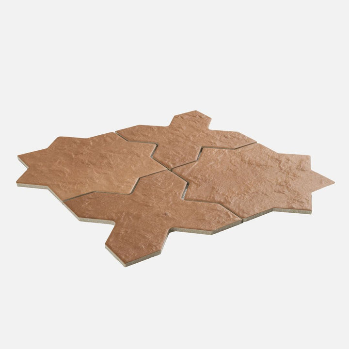 Terracotta Star and Cross Porcelain Mosaic Tile