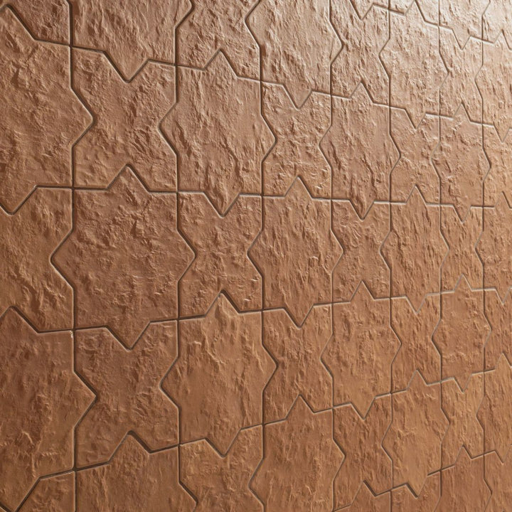 Terracotta Star and Cross Porcelain Mosaic Tile