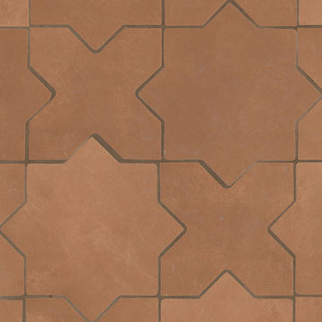 Terracotta Star and Cross Porcelain Mosaic Tile